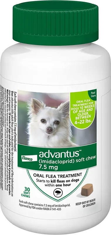 Advantus Flea Oral Treatment for Dogs, 4-22 lbs, 30 Soft Chews