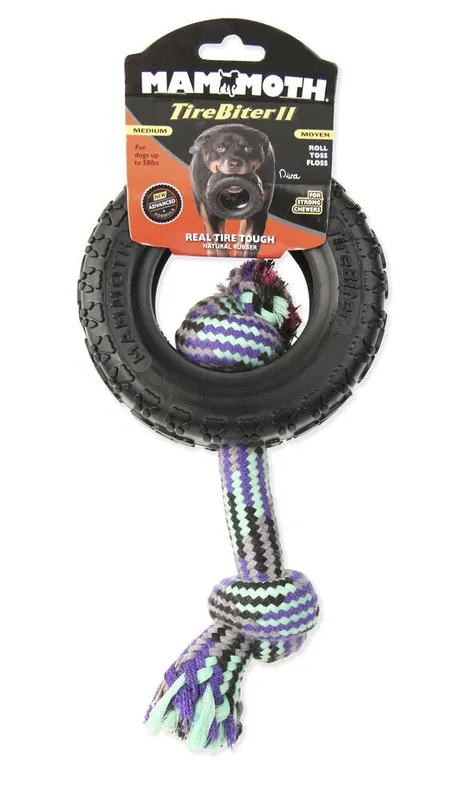 Mammoth 35010F Dog Toy, M, TireBiterII, Cotton/Rubber, Assorted