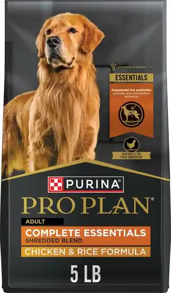 Purina Pro Plan Complete Essentials Shredded Blend Chicken & Rice Dry Dog Food 5lbs.