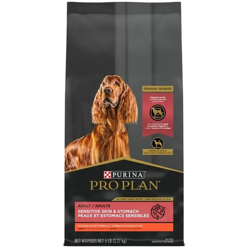 Purina Pro Plan Focus Adult Sensitive Skin & Stomach Dog Food, Salmon & Rice Recipe - 5 lbs.