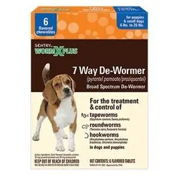 SENTRY 7 Way De-Wormer, Small Dog 6-25 lbs, Tablet, 6 Count - 03977