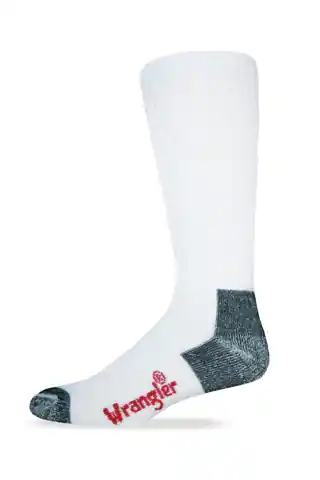 Wrangler Men‘s Cotton Non-Binding Boot Socks 2 Pair - White