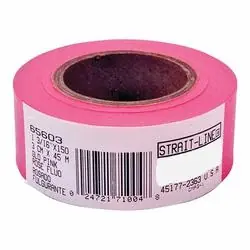 IRWIN STRAIT-LINE 65603 Flagging Tape, 150 ft L, 1-3/16 in W, Glow Pink, PVC