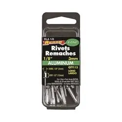 Arrow RLA1/8 Pop Rivet, Long, 1/2 in L, Aluminum, 15
