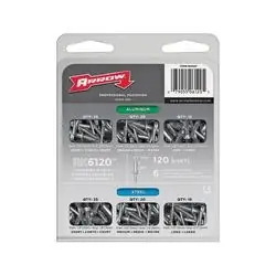 Arrow RK6120 Rivet Assortment Pack, Aluminum/Steel, 120