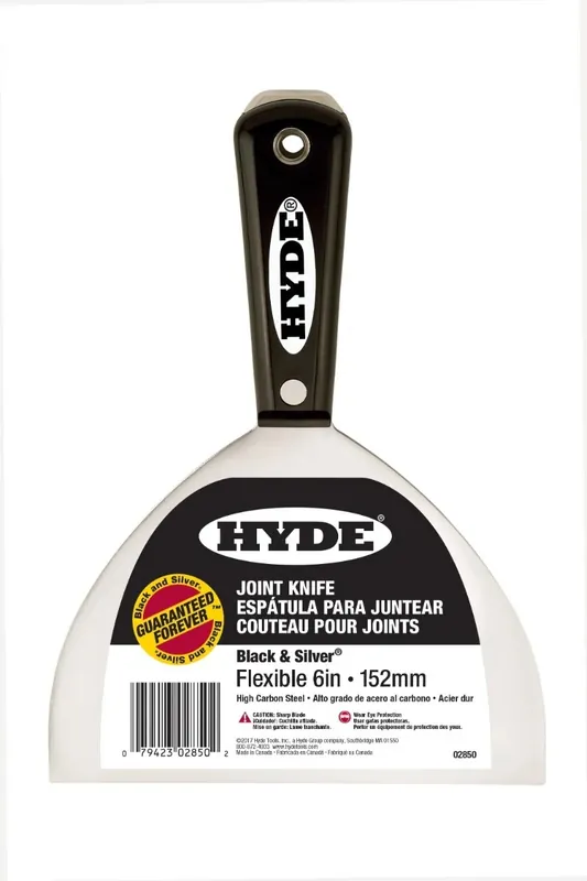 HYDE 02850 Joint Knife, 6 in W Blade, 3-3/4 in L Blade, HCS Blade, Single-Edge Blade, Tapered Handle, Nylon Handle