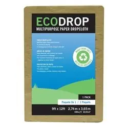 Trimaco ECODROP 02101 Drop Cloth, 12 ft L, 9 ft W, Paper, Tan