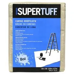 Trimaco SUPERTUFF 56701 Drop Cloth, 12 ft L, 9 ft W, Canvas, Beige/Cream