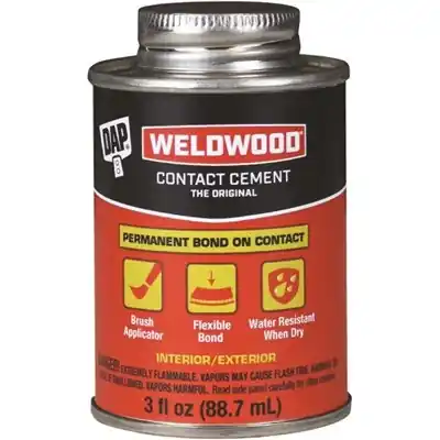 DAP Weldwood 00107 Contact Cement, Liquid, Strong Solvent, Tan, 3 oz Package, Bottle