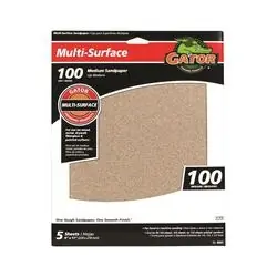 Gator 4441 Sanding Sheet, 11 in L, 9 in W, 100 Grit, Medium, Aluminum Oxide Abrasive
