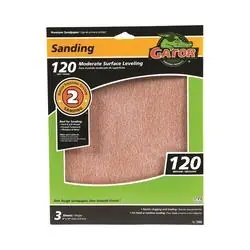 Gator 7263 Sanding Sheet, 11 in L, 9 in W, 120 Grit, Fine, Aluminum Oxide Abrasive