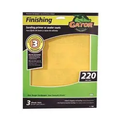 Gator 7266 Sanding Sheet, 11 in L, 9 in W, 220 Grit, Extra Fine, Aluminum Oxide Abrasive