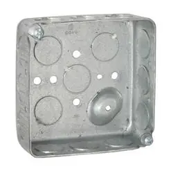 RACO 8190 Square Box, 2-Gang, 16-Knockout, 1/2 in Knockout, Steel, Gray, Pre-Galvanized, Threaded Mounting