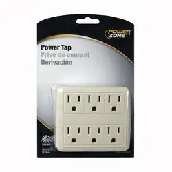 PowerZone OR801011 Outlet Tap, 15 A, 125 V, 6-Outlet, White
