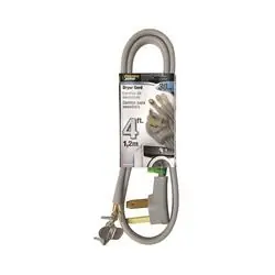PowerZone ORD100304 Power Supply Dryer Cord, 10 AWG Cable, 4 ft L, 30 A, 250 V, Gray Jacket