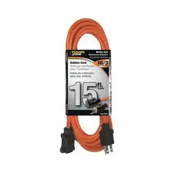 PowerZone OR501615 Extension Cord, 16 AWG Cable, 15 ft L, 13 A, 125 V, Orange Jacket