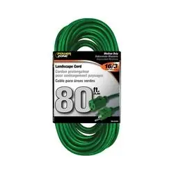 PowerZone OR880633 Extension Cord, 16 AWG Cable, 80 ft L, 10 A, 125 V, Green Jacket