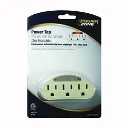 PowerZone ORADL101 Outlet Tap, 15 A, 125 V, 3-Outlet, White