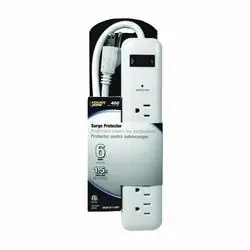 PowerZone OR802013 Surge Protector Power Strip, 125 V, 15 A, 6-Outlet, 400 J Energy, White