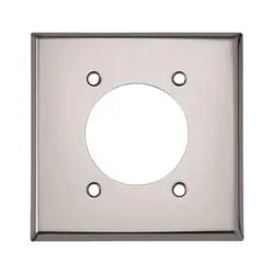 Eaton Wiring Devices 68-BOX Power Outlet Wallplate, 4-1/2 in L, 4-9/16 in W, 2-Gang, Chrome, Silver, Chrome