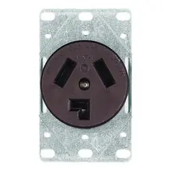 Eaton Cooper Wiring 38B-BOX Power Receptacle, 3-Pole, 125/250 V, 30 A, NEMA 10-30R, Brown