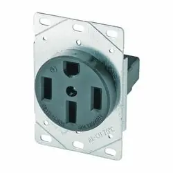 Eaton Cooper Wiring 1258-SP Power Receptacle, 3-Pole, 125/250 V, 50 A, NEMA 14-50R, Black