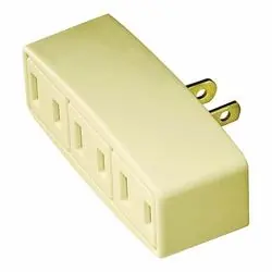Eaton Wiring Devices 1747V-BOX Outlet Tap, 2-Pole, 15 A, 125 V, 3-Outlet, NEMA 1-15R, Ivory