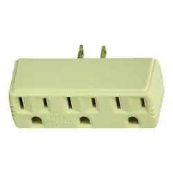 Eaton Wiring Devices 1219V-BOX Outlet Adapter with Grounding Lug, 2-Pole, 15 A, 125 V, 3-Outlet, Ivory