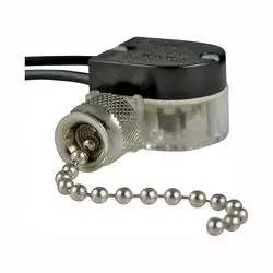 GB GSW-31 Pull Chain Switch, SPST, Lead Wire Terminal, 3/6 A, 125/250 V, Functions ON/OFF, Nickel