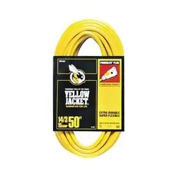 CCI 2887 Extension Cord, 14 AWG Cable, 50 ft L, 15 A, 125 V, Yellow Jacket