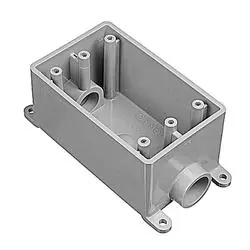 Carlon E981DFN Switch Box, 1-Gang, 2-Outlet, PVC, Gray, Vertical Mounting