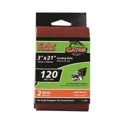 Gator 3145 Sanding Belt, 3 in W, 21 in L, 120 Grit, Fine, Aluminum Oxide Abrasive