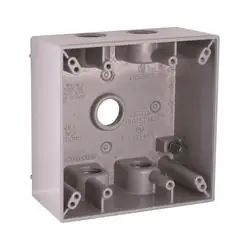 HUBBELL 5337-5 Box, 5-Outlet, 2-Gang, Aluminum, Gray, Powder-Coated