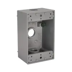 HUBBELL 5320-5 Box, 3-Outlet, 1-Gang, Aluminum, Gray, Powder-Coated