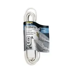 PowerZone OR660609 Extension Cord, 16 AWG Cable, 9 ft L, 13 A, 125 V, White Jacket