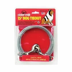 Aspenpet 17015 Tie-Out Cable, Weatherproof, Swivel Snap End, 15 ft L Belt/Cable, Clear, For Dogs Up to 100 lb