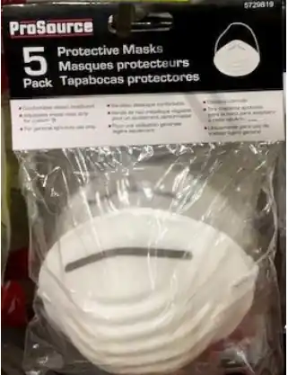 ProSource TGE-DM01 Disposable Dust Mask, 5-1/4 in L x 4-1/4 in W Mask, Polypropylene Facepiece, White