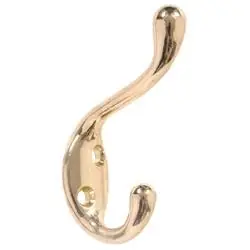 Hardware Essentials 852081 Coat and Hat Hook, 2-Hook, Zinc-Plated