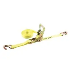 Erickson 51316 Ratchet Strap, 1 in W, 15 ft L, Yellow, 1000 lb Working Load, J-Hook End