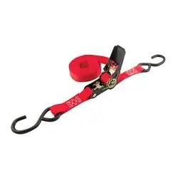 Erickson 51400 Ratchet Strap, 1 in W, 15 ft L, Black/Red, 166 lb Working Load, Hook End