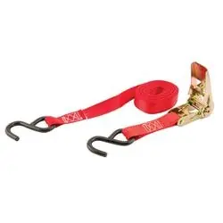 Erickson 31418 Ratcheting Tie-Down Strap, 1 in W, 15 ft L, Polyester, Red, 400 lb Working Load, S-Hook End