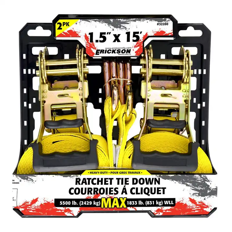 Erickson Ratchet Strap 1.5" x 15‘ - 2 Pack