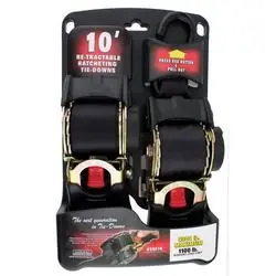 Erickson Professional 34416 Ratcheting Tie-Down Strap, 2 in W, 10 ft L, Black, 1100 lb Working Load, S-Hook End