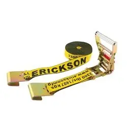 Erickson 58540 Ratchet Strap with Flat Hooks, 2 in W, 40 ft L, 3300 lb Working Load, Flat Hook End