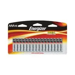Energizer E92LP-16 Alkaline Battery, 1.5 V Battery, 1250 mAh, AAA Battery, Zinc, Manganese Dioxide, 16/PK
