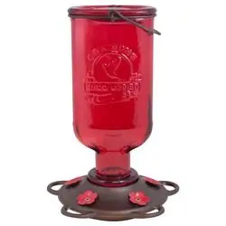 More Birds 38 ELIX Hummingbird Feeder, Elixir, 13 fl-oz, Nectar, 5-Port/Perch, Glass/Metal/Plastic, Bronze/Red
