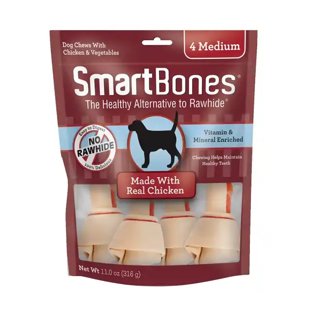 SmartBones Chicken Classic Bone Chews - Medium - 4pk