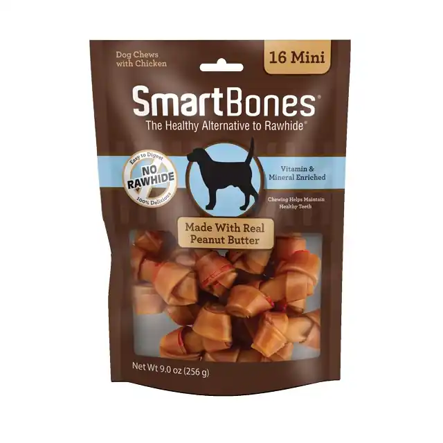 SmartBones Peanut Butter Classic Bone Chews - Mini - 16Pk