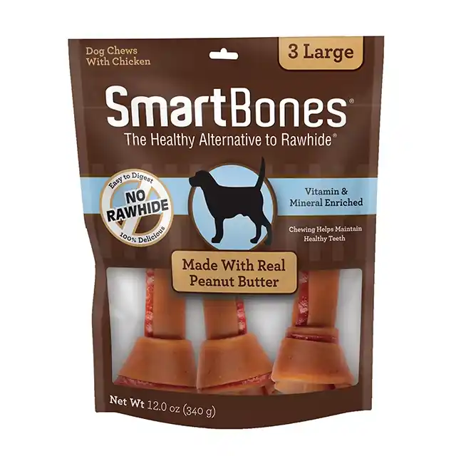 SmartBones Peanut Butter Classic Bone Chews - Large - 3PK