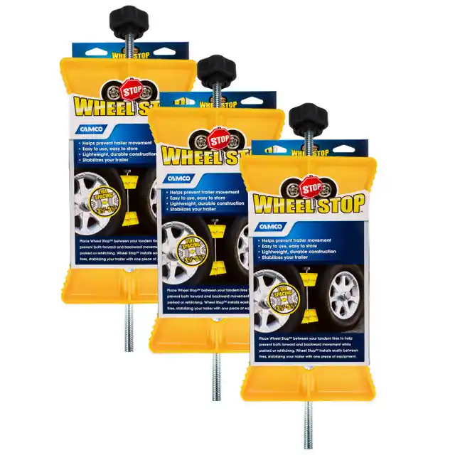 Camco Large RV Wheel Stop – Secure Your Trailer with Confidence – Durable and Easy to Use – Yellow 44621